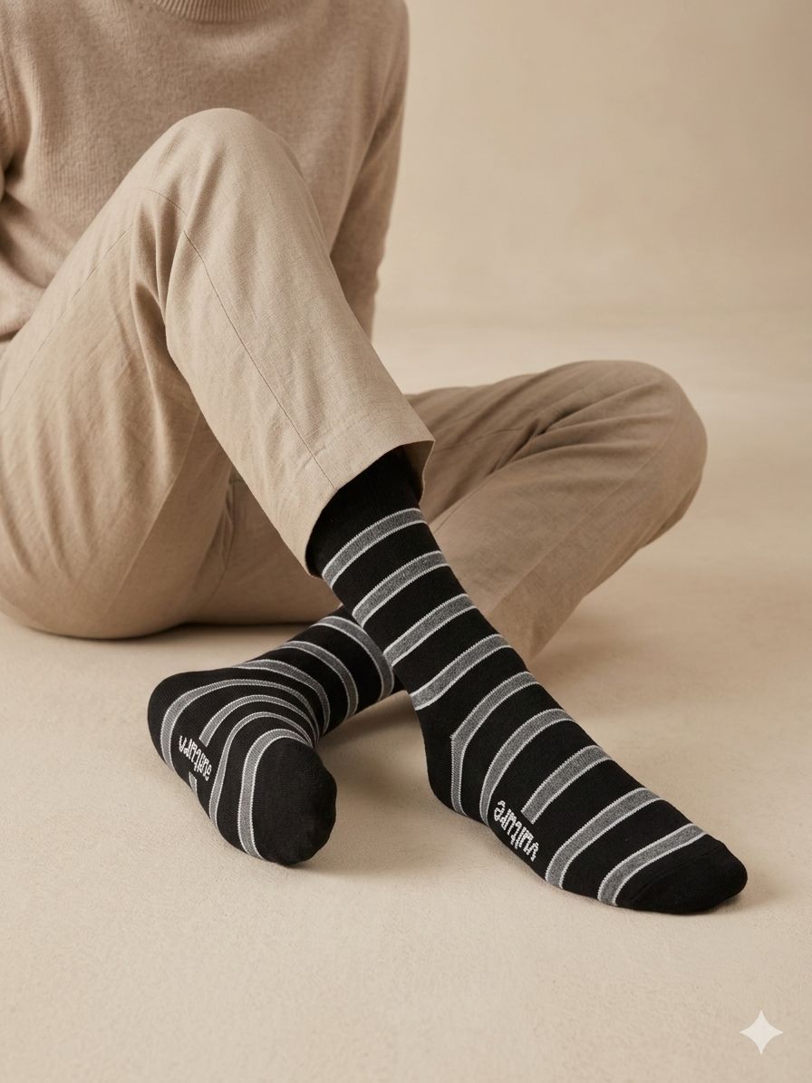 V09 - Striped Crew Socks